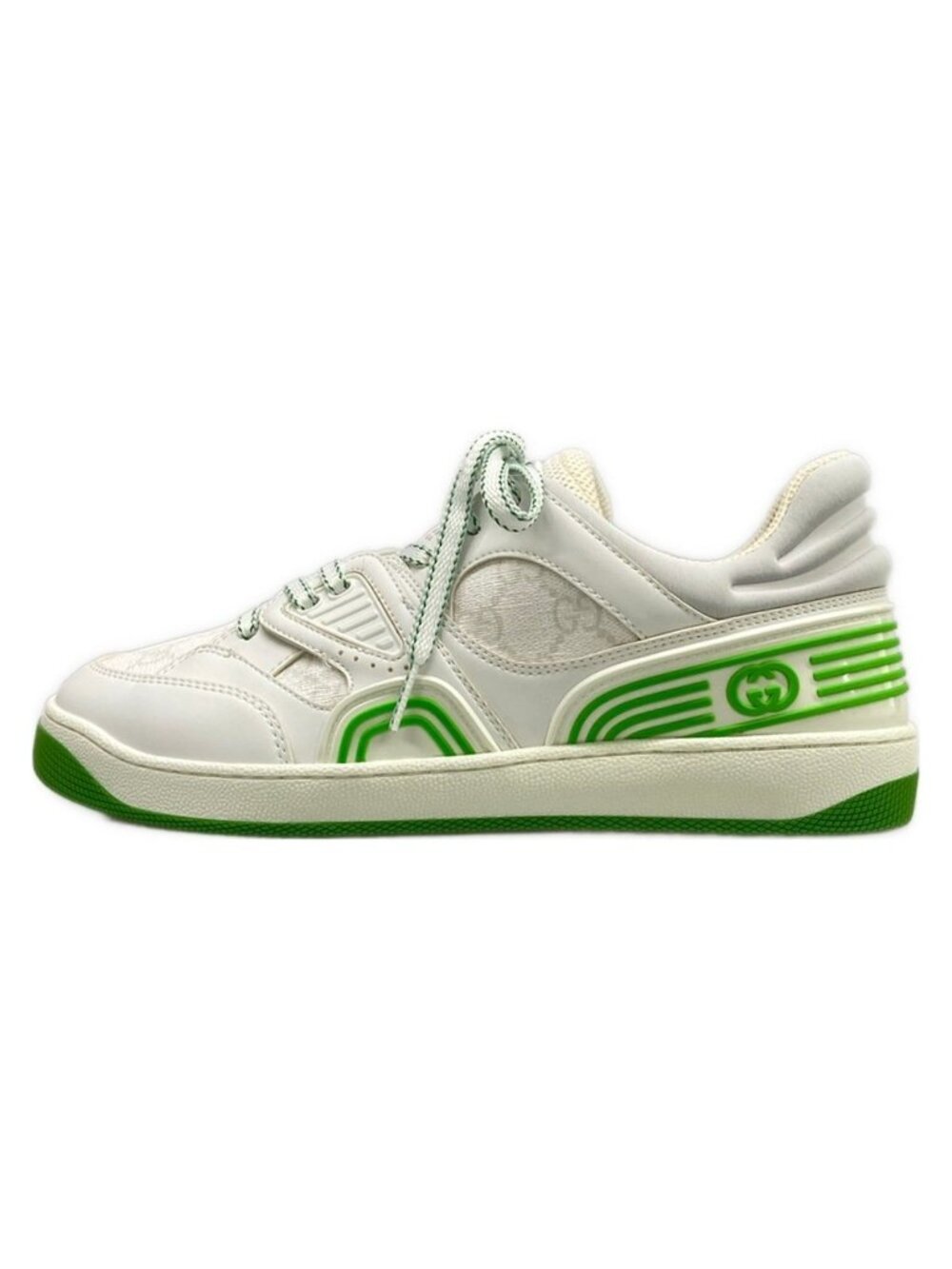 Gucci Sneakers Basket Low-Top White Light Green GG 5.5